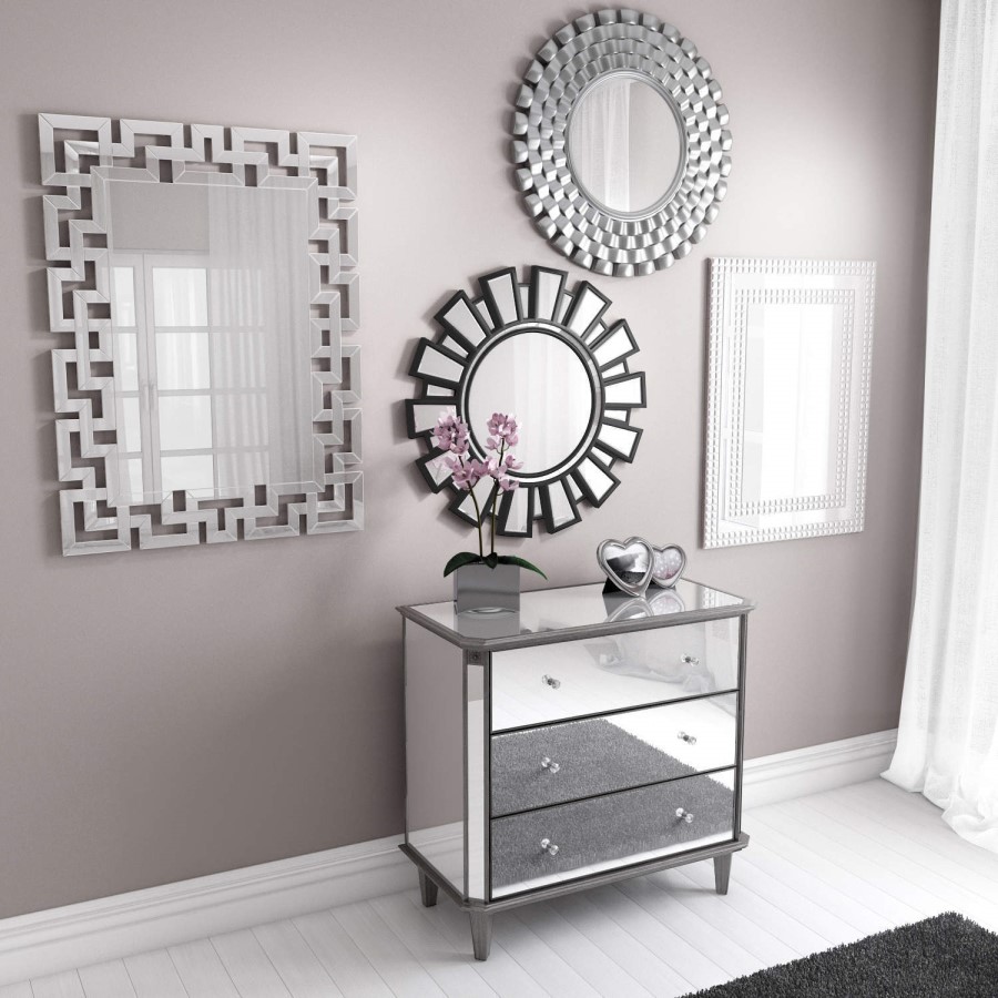Rectangle Silver Wall Mirror With Maze Detail By Valentina