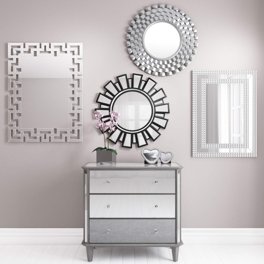 Rectangle Silver Wall Mirror With Maze Detail By Valentina