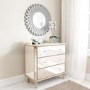 GRADE A1 - Valentina Mirrored Gold Leaf 3 Drawer Chest of Drawers