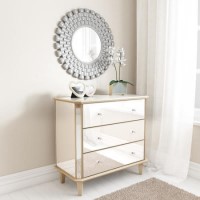 Valentina Mirrored Gold Leaf 3 Drawer Chest of Drawers Valentina Mirrored Gold Leaf 3 Drawer Chest of Drawers