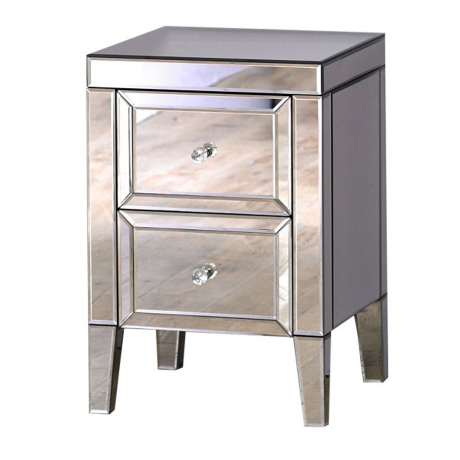 Valencia Mirrored 2 Drawer Bedside Table Furniture123 2071