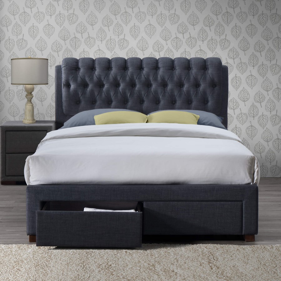 Birlea Valentino 2 Drawer King Size Bed Charcoal