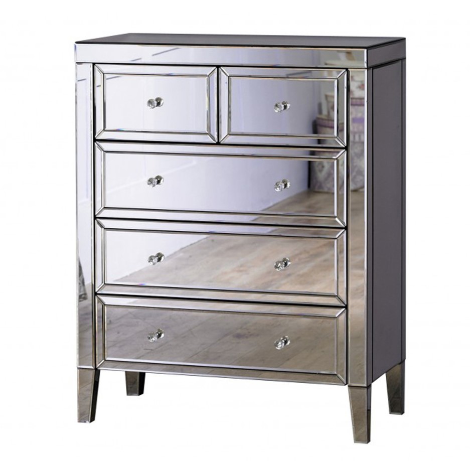 Valencia Mirrored 3+2 Chest of Drawers - Furniture123