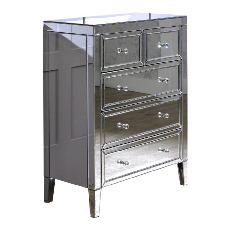 Valencia Mirrored 3+2 Chest of Drawers - Furniture123