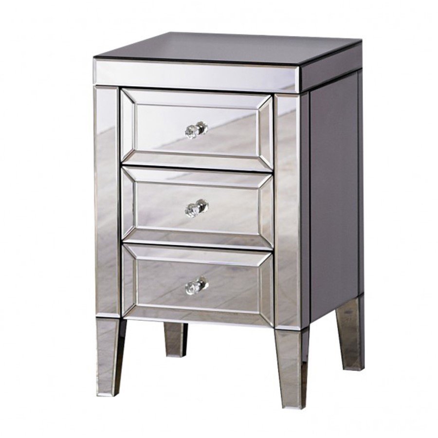 Valencia Mirrored 3 Drawer Bedside Table 
