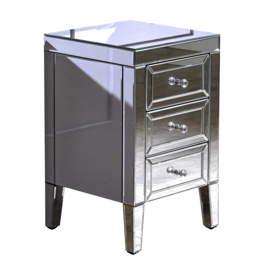 Valencia Mirrored 3 Drawer Bedside Table 