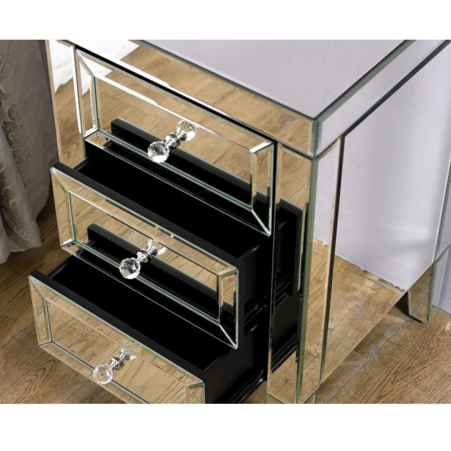 Valencia Mirrored 3 Drawer Bedside Table 