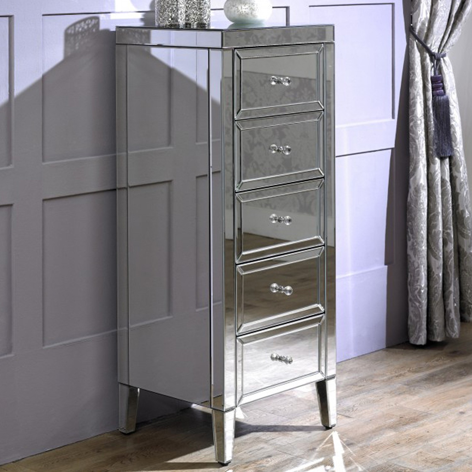 Valencia Mirrored 5 Drawer Narrow Chest Of Drawers Furniture123 valencia-mirrored-5-drawer-narrow-chest-of-drawers-furniture123