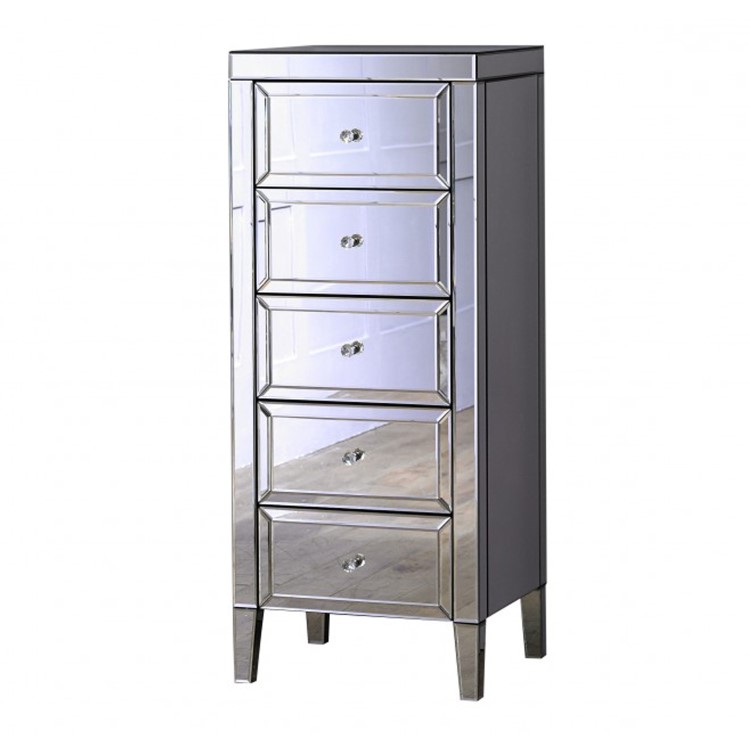 Valencia Mirrored 5 Drawer Narrow Chest of Drawers