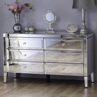 Valencia Mirrored Wide Chest of Drawers with 6 Drawers