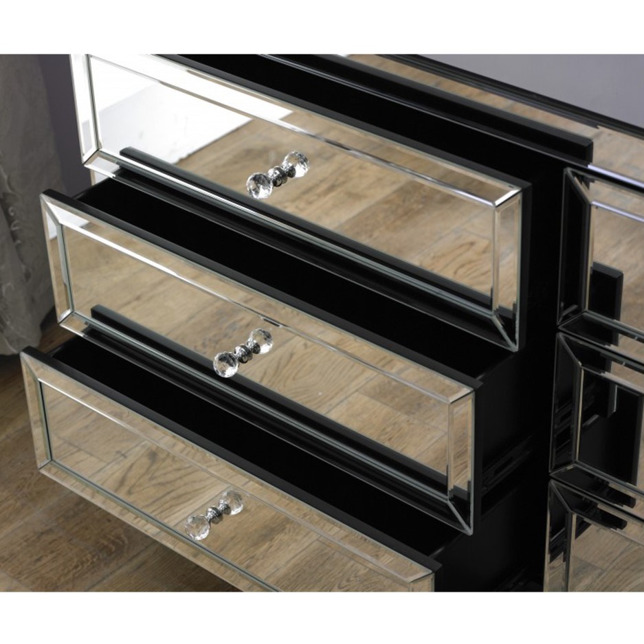 Valencia Mirrored Wide Chest of Drawers with 6 Drawers | Furniture123