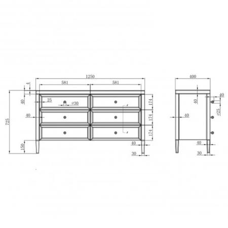 Valencia Mirrored Wide Chest of Drawers with 6 Drawers