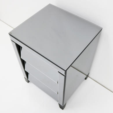 GRADE A1 - Valentina Grey Mirrored Bedside Table - 3 Drawers