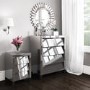 GRADE A1 - Valentina Grey Mirrored Bedside Table - 3 Drawers