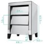 GRADE A1 - Valentina Grey Mirrored Bedside Table - 3 Drawers