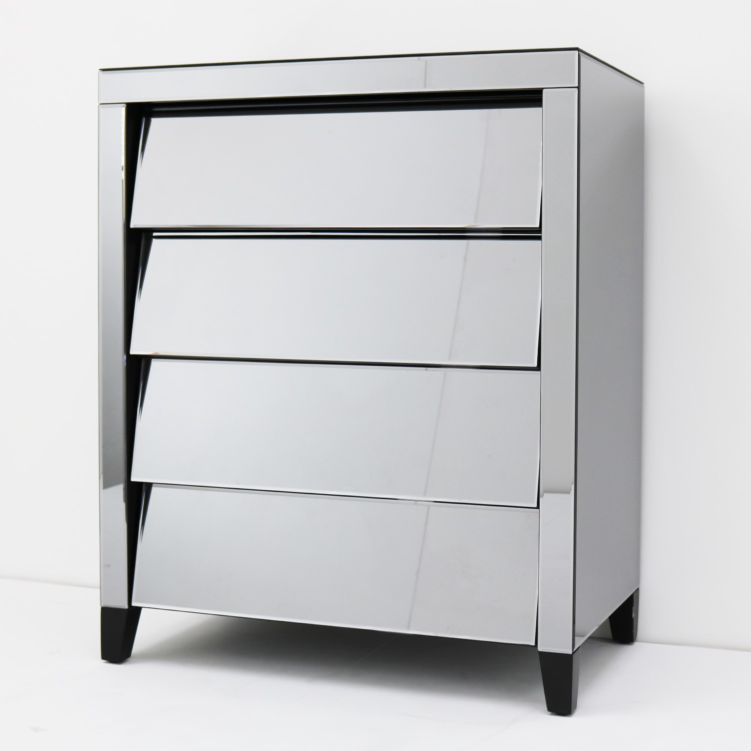 Valentina Venetian Mirrored 4 Chest Of Drawers Tinted Grey