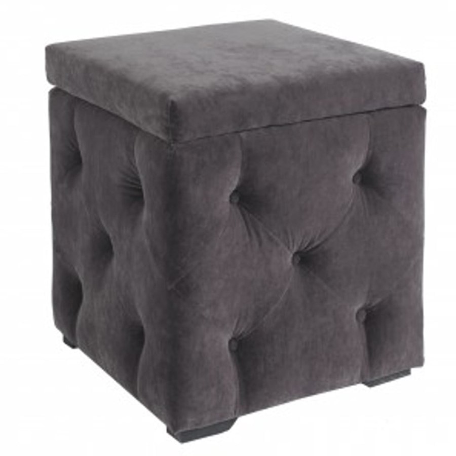LPD Valentina Charcoal Velvet Storage Box