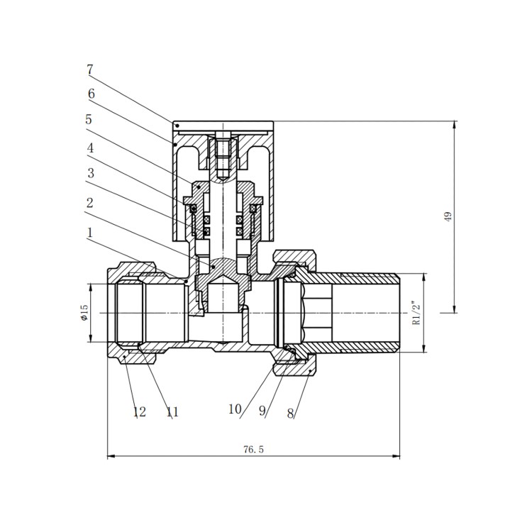 Brushed Brass Round Straight Radiator Valves - Tundra - For Pipework Which Comes From The Floor