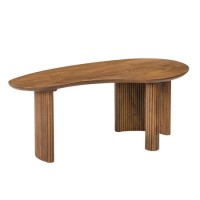 Large Curved Mango Wood Coffee Table with 3 Legs - Ivan