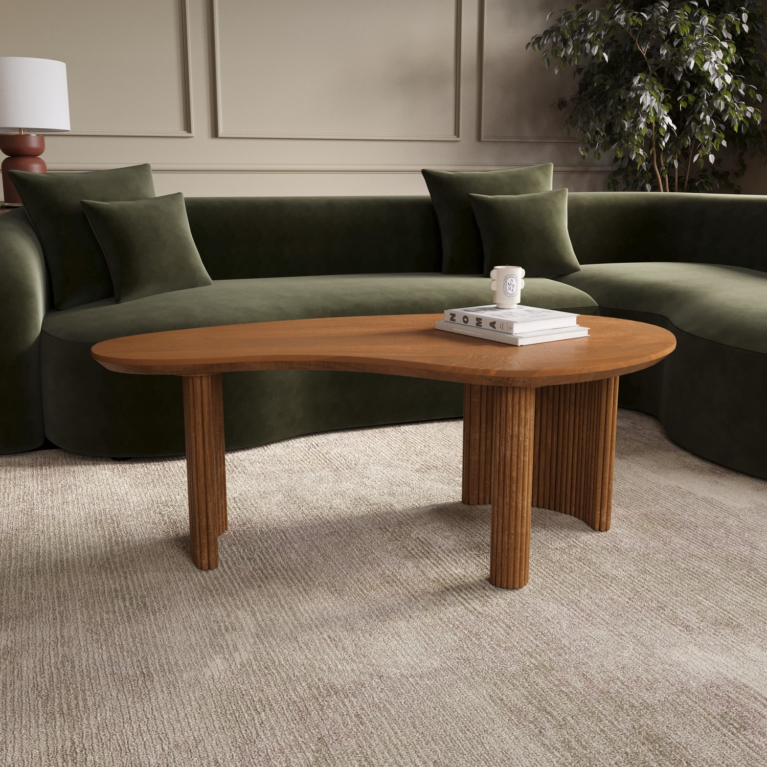 Ivan Brown Large Curved Mango Wood Coffee Table With 3 Legs