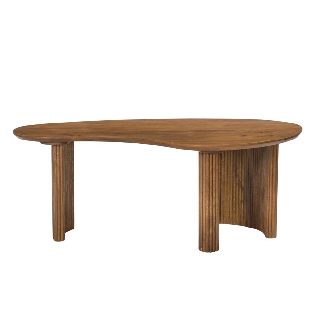 Large Curved Mango Wood Coffee Table with 3 Legs - Ivan