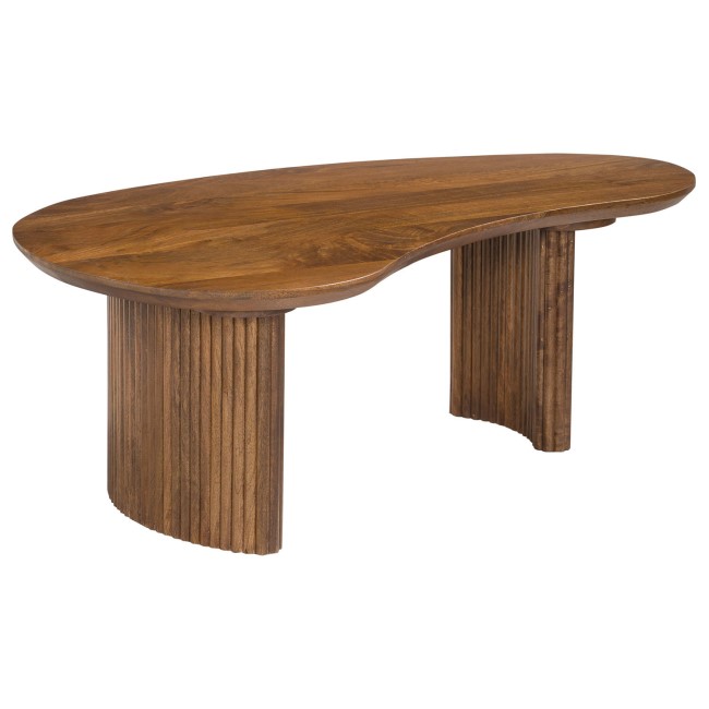 Curved Mango Wood Coffee Table with 2 Legs - Ivan