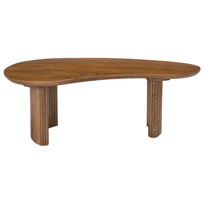 Curved Mango Wood Coffee Table with 2 Legs - Ivan