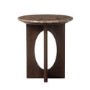 Round Brown Marble and Walnut Side Table - Ivan
