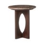 Round Brown Marble and Walnut Side Table - Ivan