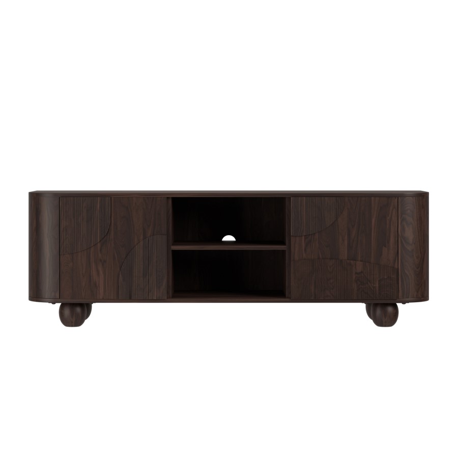 Large Dark Mango Wood TV Stand with Storage - TV's up to 70" - Ivan