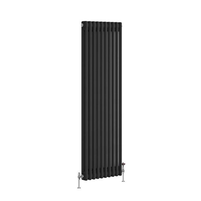 Reggio Midnight Black Vertical Double Column Traditional Radiator 1500x470mm 3715 BTU - Cast Iron Style