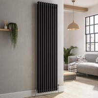 Reggio Midnight Black Vertical Double Column Traditional Radiator 1800x470mm 4399 BTU - Cast Iron Style Reggio Midnight Black Vertical Double Column Traditional Radiator 1800x470mm 4399 BTU - Cast Iron Style