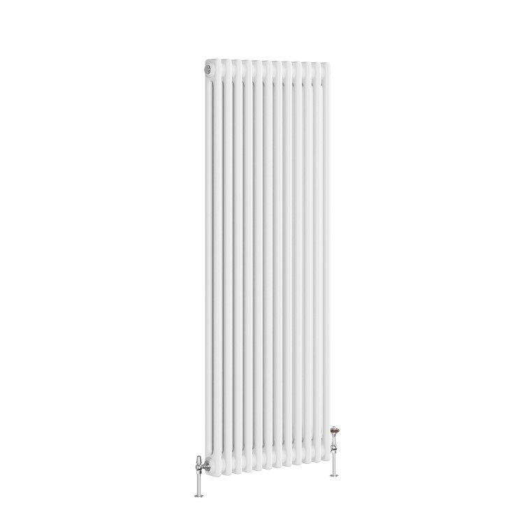 Reggio White Vertical Double Column Traditional Radiator 1500x560mm 4458 BTU - Cast Iron Style