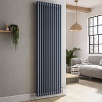 Reggio Anthracite Vertical Double Column Traditional Radiator 1800x560mm 5279 BTU - Cast Iron Style