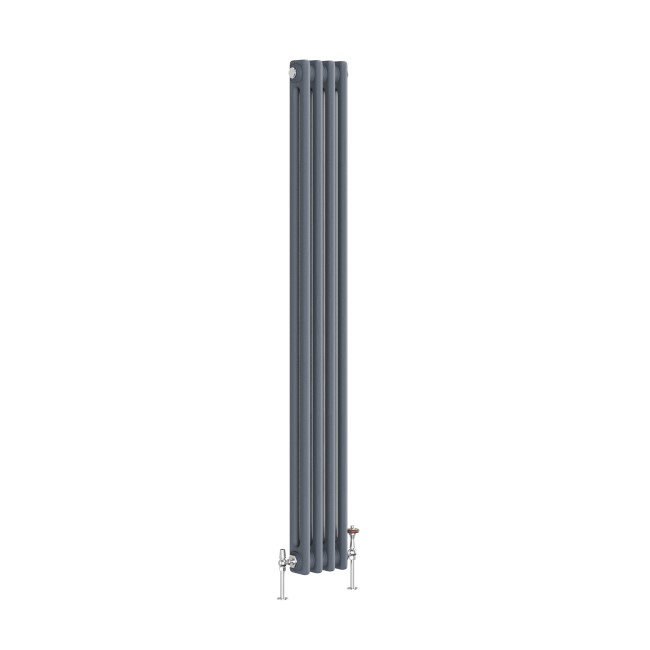 Reggio Anthracite Vertical Double Column Traditional Radiator 1500x200mm 1486 BTU - Cast Iron Style