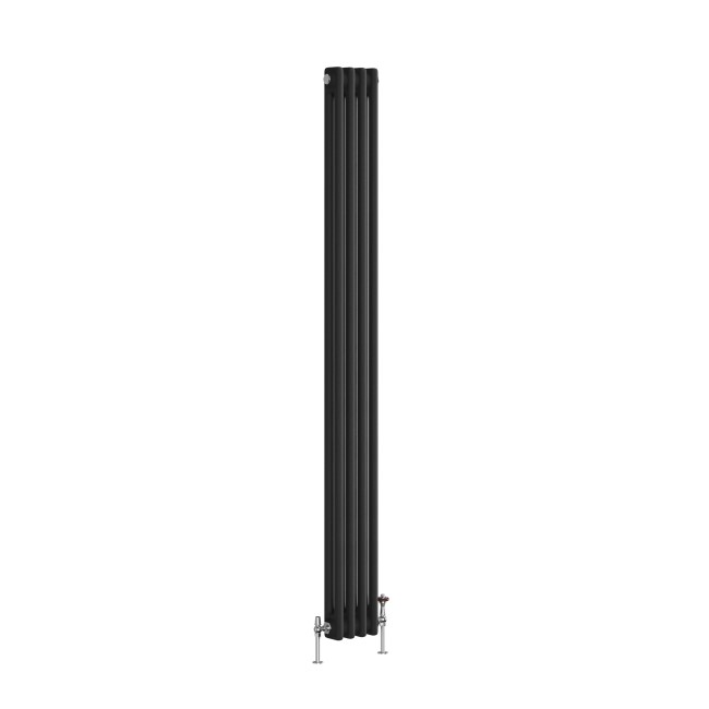 Reggio Midnight Black Vertical Double Column Traditional Radiator 1800x200mm 1759 BTU - Cast Iron Style