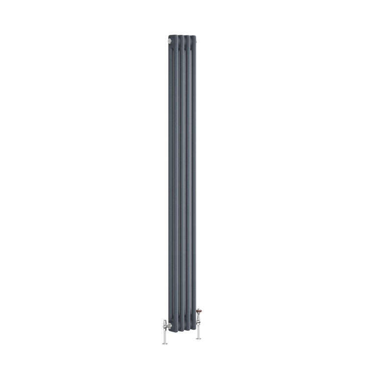 Reggio Anthracite Vertical Double Column Traditional Radiator 1800x200mm 1759 BTU - Cast Iron Style