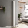 Reggio White Vertical Double Column Traditional Radiator 1800x200mm 1759 BTU - Cast Iron Style