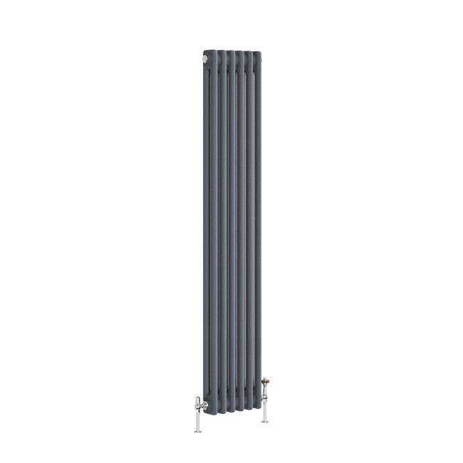 Reggio Anthracite Vertical Double Column Traditional Radiator 1500x290mm 2229 BTU - Cast Iron Style