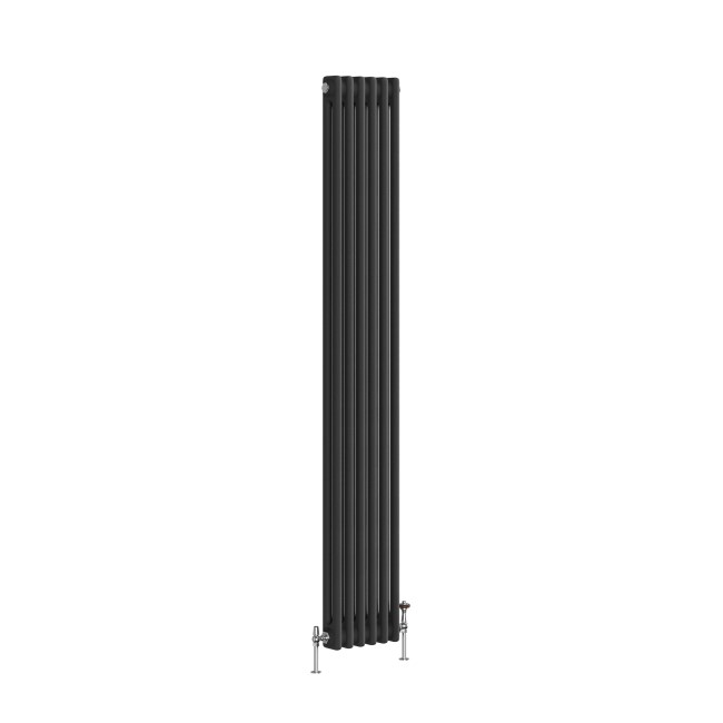 Reggio Midnight Black Vertical Double Column Traditional Radiator 1800x290mm 2639 BTU - Cast Iron Style