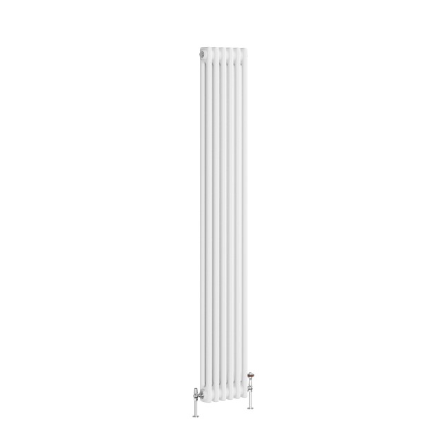 Reggio White Vertical Double Column Traditional Radiator 1800x290mm 2639 BTU - Cast Iron Style