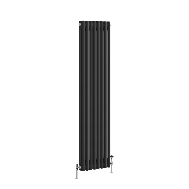 Reggio Midnight Black Vertical Double Column Traditional Radiator 1500x380mm 2972 BTU - Cast Iron Style