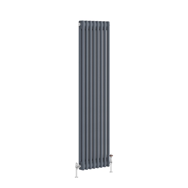 Reggio Anthracite Vertical Double Column Traditional Radiator 1500x380mm 2972 BTU - Cast Iron Style