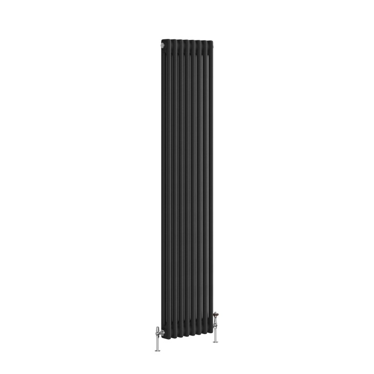 Reggio Midnight Black Vertical Double Column Traditional Radiator 1800x380mm 3519 BTU - Cast Iron Style