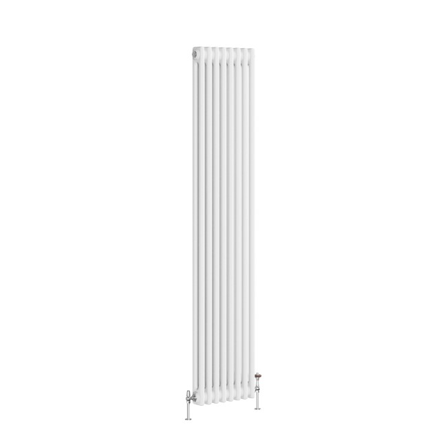 Reggio White Vertical Double Column Traditional Radiator 1800x380mm 3519 BTU - Cast Iron Style