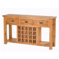 Heritage Furniture Cherbourg Rustic Oak Sideboard With Wine Rack