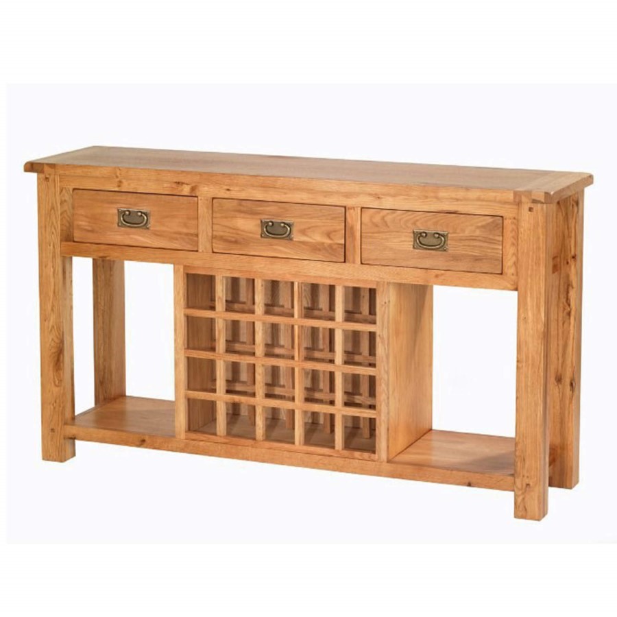 Heritage Furniture Cherbourg Rustic Oak Sideboard With Wine Rack