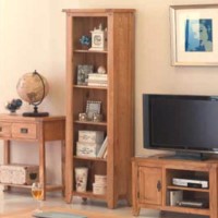 Heritage Furniture Cherbourg Rustic Oak Tall Slim Bookcase