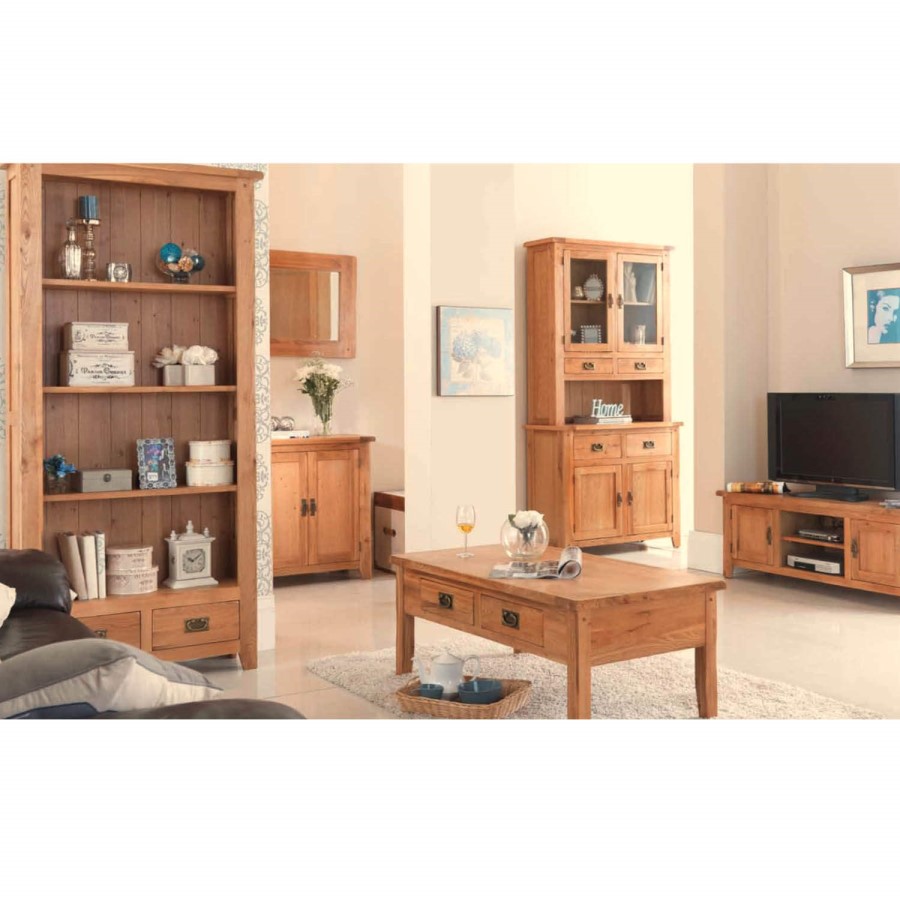 Heritage Furniture Cherbourg Rustic Oak Small Coffee Table With Drawers