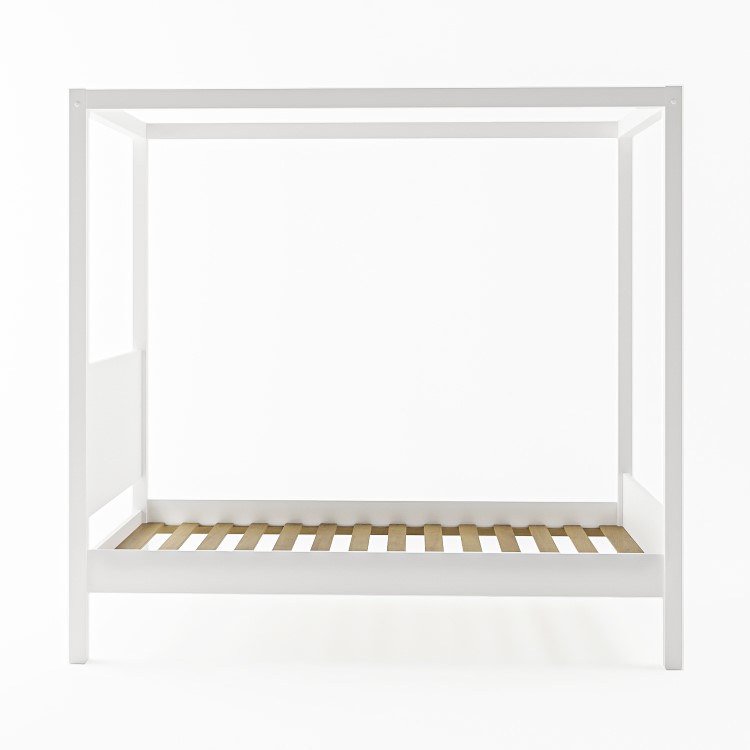 Single Four Poster Bed Frame in White - Victoria